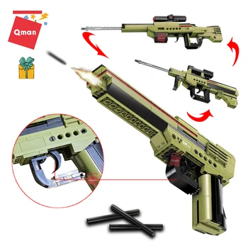 QMAN 202pcs Military ww2 swat Building Blocks Desert Eagle pistolet cegła karabin snajperski z kulami model rolnicze zabawki dla chłopca