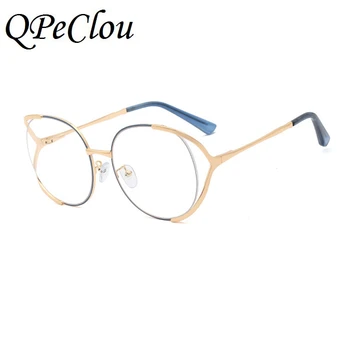 QPeClou 2020 New Vintage Metal Oversize Glasses Frame Moda Damska Optyczne, Folie Przeciwsłoneczne Mężczyźni Puste Okrągłe Okulary