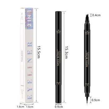 Quad Brow Two-headed Eyeliner Wodoodporny Long-lasting Eyeliner Pencil Black Liquid Pen Makeup kosmetyczny prezent dla kobiet
