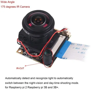 Raspberry Pi3 kamera typu rybie oko, szerokokątny 175 stopni aparat 5MP OV5647 kamera z IR-CUT automatyczne przełączanie trybu dziennego i nocnego