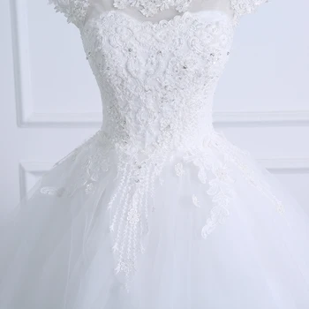 Realne zdjęcia nowa moda elegancki Vestido De Novia haft plus rozmiar sukni ślubnej 2020 perły panna młoda Robe de Marriage aplikacje