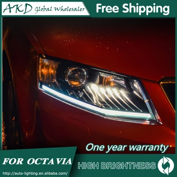 Reflektory do samochodu Skoda Octavia-2017 DRL światła do jazdy dziennej głowy lampa LED Bi xenon lampa światła przeciwmgielne akcesoria samochodowe