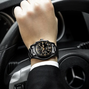 Relogio Masculino LIGE męskie top luksusowej marki wojskowo-sportowe zegarki Męskie kwarcowy zegarek męski pełna stalowa codzienny biznes złoty zegarek