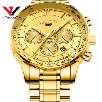 Relogio Masculino NIBOSI Man Zegarki 2019 luksusowej marki wodoodporny zegarek kwarcowy z datą biznesowe zegarek męski złoty zegarek męski Saat