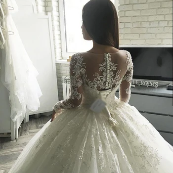 Robe De Mariee Republika Południowej Afryki Dubaj Luksusowe Suknie Ślubne 2021 Aplikacja Princess Bride Kobiety Z Długimi Rękawami Z Koronki Suknia Ślubna Suknia