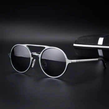 Rocznika aluminiowe Magnaseum HD spolaryzowane okulary dla mężczyzn punk okrągły marki design okulary jazdy okulary UV400 lentes sol