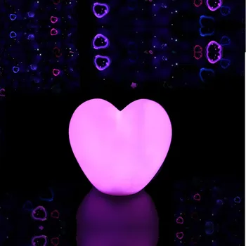 Romantyczny Led Mini Lovely Heart Night Lights Kolorowy Kreskówka Różowy WhiteBattery Powered Sypialnia Dziecięca Poduszka Zabawka Stół Lampki Nocne