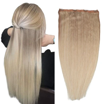 Rosyjski One Piece Clip in Hair Extensions Human Hair 4 klipu z koronki 80g 100g - One Hair Pieces for Women 14-24inch