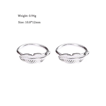 Ruifan 925 srebro minimalistyczny pióro okrągłe kolczyki pręta dla kobiet Dziewczyny eleganckie akcesoria biżuteria prezent Świąteczny YEA391