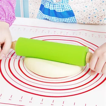 S/M/L Silikonowa wałkiem do ciasta drewniany uchwyt skalka stick silikonowe skałki do domowej kuchni dzieci do pieczenia narzędzia