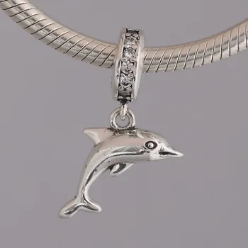 S925 srebrny wisiorek biżuteria DIY zabawny Dolphin kolczyki Urok fit Lady bransoletka Bransoletka prezent