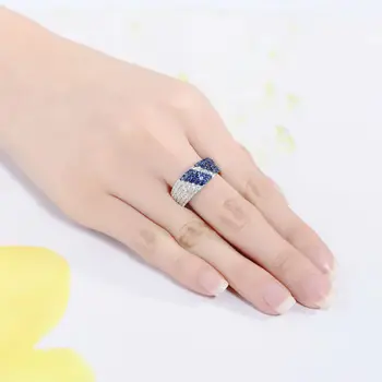SANTUZZA 925 srebro pierścionek dla kobiet musujące niebieski biały cyrkonia partia ślub moda wykwintne biżuteria