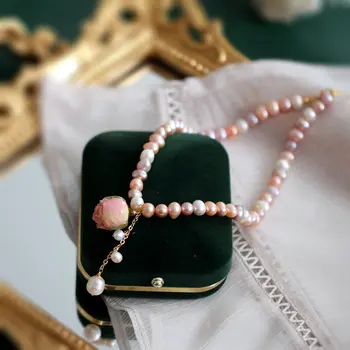 SINZRY hotsale oryginalne mody biżuteria naturalne słodkowodne perły różowy kwiat kutas naszyjnik naszyjnik vintage, naszyjnik dla kobiet