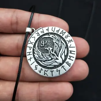 Skandynawskie Runiczne Runy Amulet Phoenix Wisiorek Dobre Szczęśliwe Biżuteria Viking Naszyjnik Dla Mężczyzn Kobiet 2020