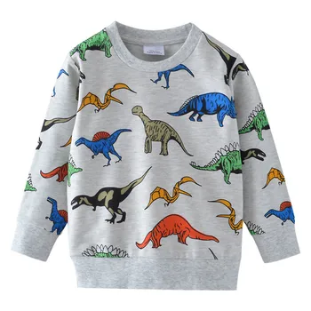 Skoki metrów dzieci dinozaury bluzy bawełniane zima jesień dla dzieci chłopcy dziewczęta koszulki wszystkie drukowane akceptowane t-shirt dla chłopca dziecka