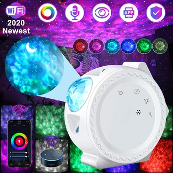 Smart Wifi Control Moon Stars Projector Galaxy LED Light Powered by USB 6 Color Party Night Light Home Decor Świąteczny prezent D30