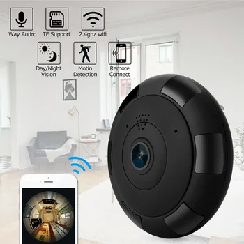 Smart WiFi Web video camera Mini 360° Panoramic Wireless Wifi IP Fisheye Camera dwukierunkowe audio Home Security Camera Motion V380