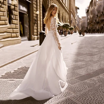 SoDigne Boho Wedding Dress 2020 koronki A line suknie ślubne z długimi rękawami Bohemian Beach Bride Dress