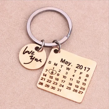 Spersonalizowane wykonany na zamówienie kalendarz brelok ze stali nierdzewnej dedykowany z datą serca wygrawerować datę urodziny ślub rocznica prezent
