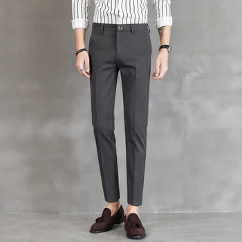 Spodnie męskie casual czarne robocze spodnie służbowe spodnie o długości do kostek bez żelaza lato wysokiej jakości