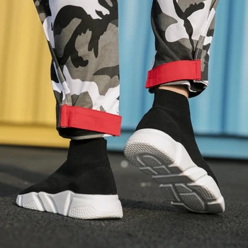 Stylowe męskie buty tenisowe elastyczne ultra-lekkie buty do biegania pary wysokie górne skarpetki buty damskie obuwie sportowe duży rozmiar 47 Tenis Masculino