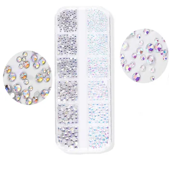 Swarovsky Multi-size Crystal Diamonds 3D Nail Art Decorations 1 Box Gem Stones For Nails Rhinestone Decoration Nail Jewelry