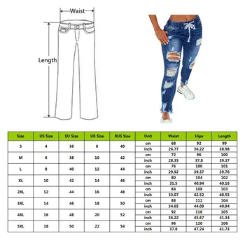 Sznurek Denim Jeans Dla Kobiet Poszarpane Dziury Odcinek Jean Panie Plus Size Długość Całkowita Ołówek Spodnie