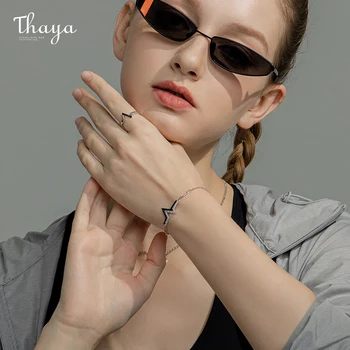Thaya moda s925 uliczny styl srebrny bransoletka bicie serca miedź Plated18KGold 19 cm bransoletka łańcuch dla kobiet wykwintne biżuteria prezent