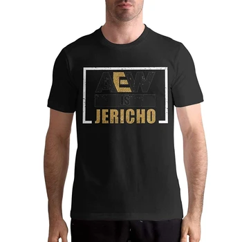 ThomLarryCA Aew is Jericho Classic Leisure bawełniane t-shirty dla mężczyzn czarny