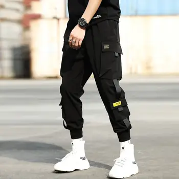 Tide Brand kombinezony męskie luźne spodnie odpoczynku dla nóg 2020 męskie multi-pocket spodnie hip-pop Харен spodnie patchwork kombinezony odzież uliczna