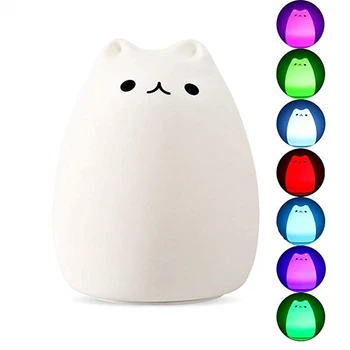 Tokili USB Akumulator led kolorowe nocne Kawaii Cat lampa silikonowy miękki oddychający cartoon Baby Nursery Luz dla dzieci