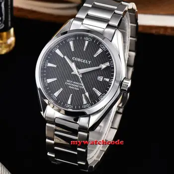 Top Luxury Brand 41mm NH35 MIYOTA CORGEUT czarny biały niebieski chronograf szafirowe automatyczne zegarki męskie bransoleta ze stali nierdzewnej