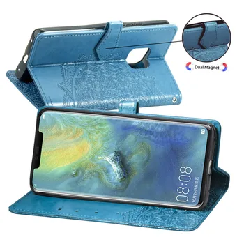 Tłoczenie klapki skórzane etui do Huawei Mate 20 Pro odporna na wstrząsy portfel etui do Huawei P Smart P20 Lite Y5 2018 telefon torba