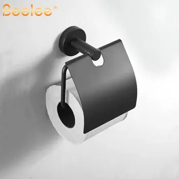 Uchwyt na papier toaletowy uchwyt na papier toaletowy do łazienki czarny SUS304 stal nierdzewna akcesoria łazienkowe uchwyty rolki papieru z pokrywą
