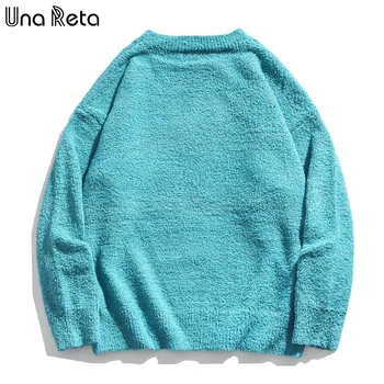 Una Reta Harajuku męski sweter nowy zimowy hip-hop O-neck sweter męski sweter Pull Homme wolny print piękny sweter mężczyźni