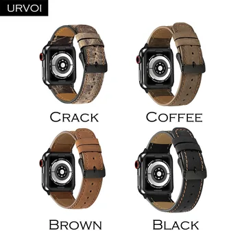 URVOI band for Apple Watch series 6/5/4/3/2/1 SE miękki matowy pasek ze skóry cielęcej dla mc wygodna, solidna, klasyczna klamra
