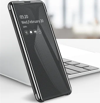 Urządzony w luksusowym lustrzane etui smart case dla Samsung galaxy S7 edge S8 S9 S10 Lite S10 Plus A10 A20 A40 A20E Case противоударная podstawa Coque