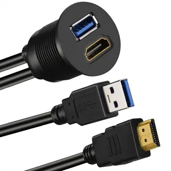 USB 3.0 / HDMI zgodne z HDMI-kompatybilnym + USB3.0 AUX Extension Dash Panel wodoodporny przewód podtynkowy