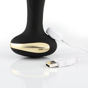 USB Akumulator inteligentny grzejny anal wtyk męski masażer prostaty G-spot Butt Plug wibrator 10 Tryb Smart Warm Vibrator for Man A3