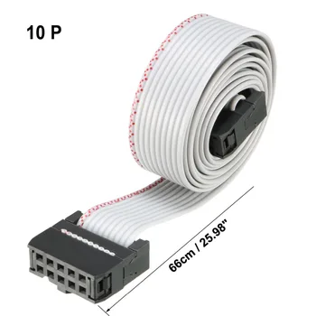 Uxcell 3 szt. IDC tęczowy kolor/szary 10 pinów 48/66 cm długości 2,54 mm krok przewody płaski kolorowy elastyczny kabel taśmowy