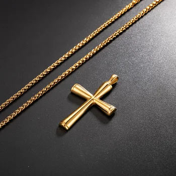 Valily męski prosty krzyż wisiorek naszyjnik ze stali nierdzewnej punk moda christian złoty krzyż naszyjnik biżuteria dla mężczyzn kobiet