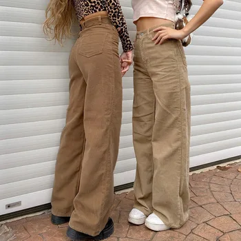 Vintage casual temat aksamitne spodnie z wysokim stanem meble ubrania luźne spodnie Damskie modne spodnie Damskie dolne