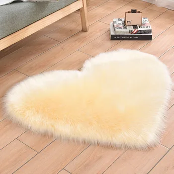 W kształcie serca, sztuczna wełna dywan sypialnia szafki dywaniki stolik dywan dywany do nowoczesnego pokoju dziennego Sypialni dywan