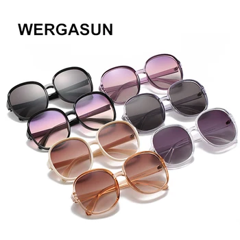WERGASUN 2020 Nowa moda okrągłe okulary dla kobiet wzór негабаритная ramka soczewki kolorowe cienie okulary przeciwsłoneczne UV400