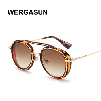 WERGASUN duże okrągłe okulary damskie markowe okulary przeciwsłoneczne, męskie okulary Moda lato Gafas Feminino Oculos De Sol