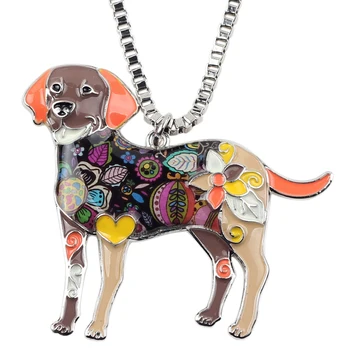 WEVENI stop emalia labrador pies naszyjnik kołnierz moda zwierząt biżuteria dla kobiet dziewczyn miłośników zwierząt Akcesoria prezent nowy
