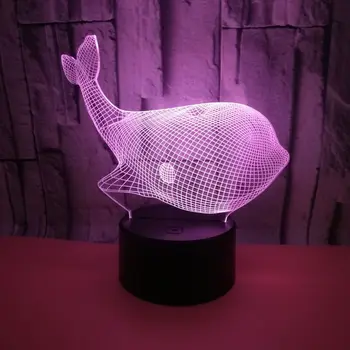 Whale 3d Night Light, Acrylic Visual Stereo Lamp Led 3d lamp Christmas decorations gift for baby room lights
