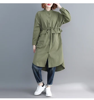 Wiosna i jesień cienkie kurtki kobiety wypoczynek top plus rozmiar koreańskiej koszula, płaszcz długi sweter wiatrówka