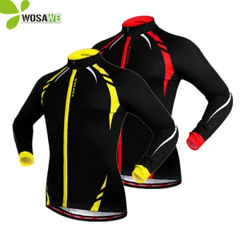 WOSAWE Thermal Fleece jazda na Rowerze Jersey z długim rękawem warm męska zimowa odzież wodoodporna, odzież rowerowa, bieganie, rower sport MTB Jersey