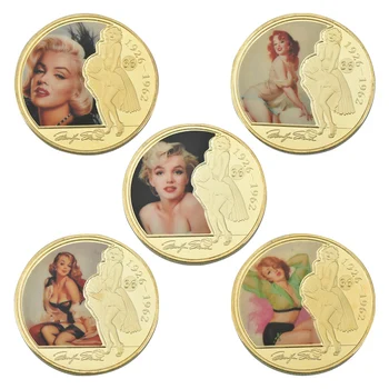 WR Marilyn Monroe złote monety kolekcjonerskie z monet uchwyt niestandardowe połączenie monety antyczne monety oryginalne pudełko zestaw Dropshipping